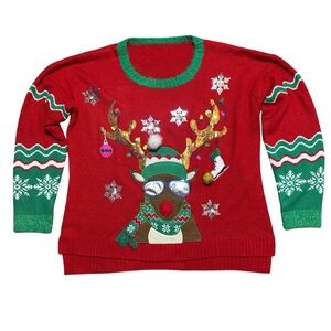 33 Degrees Rudolf Reindeer Christmas Ugly Sweater Women’s Size XXL
